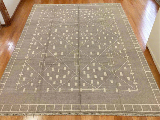 8X10 Modern Natural Wool Color Handmade Rug # 11482