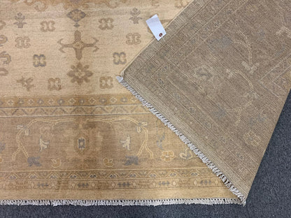 9X9 Oushak Soft Ivory Brown Handmade Wool Rug # 11181