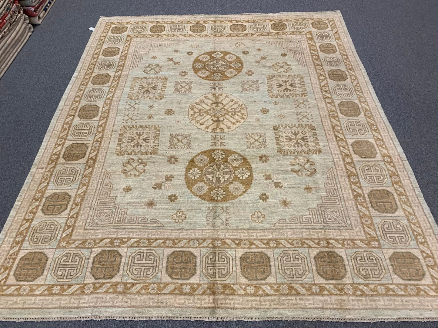 Beige/Soft Green 8X10 Oushak Handmade Wool Rug # 11200