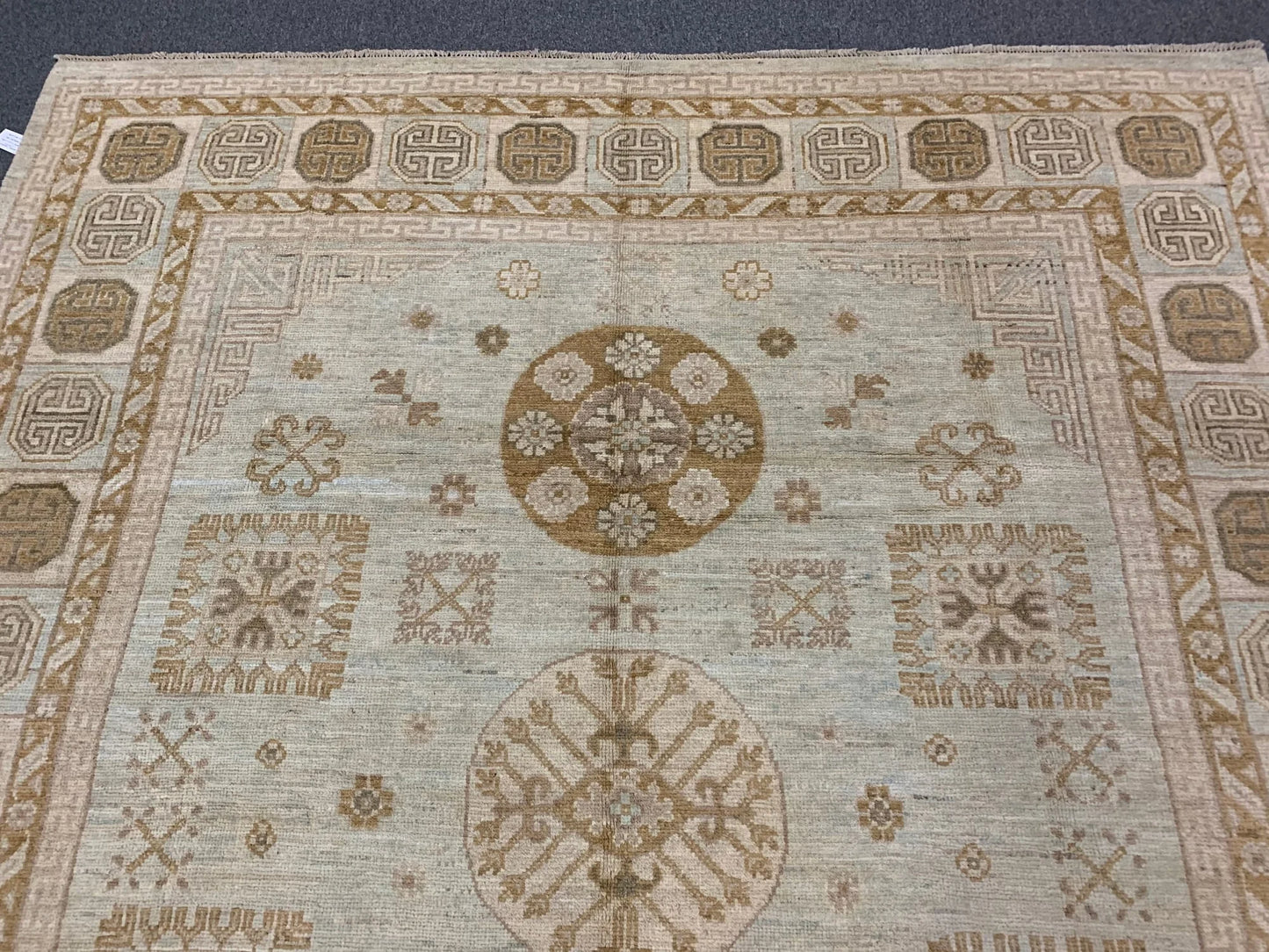 Beige/Soft Green 8X10 Oushak Handmade Wool Rug # 11200