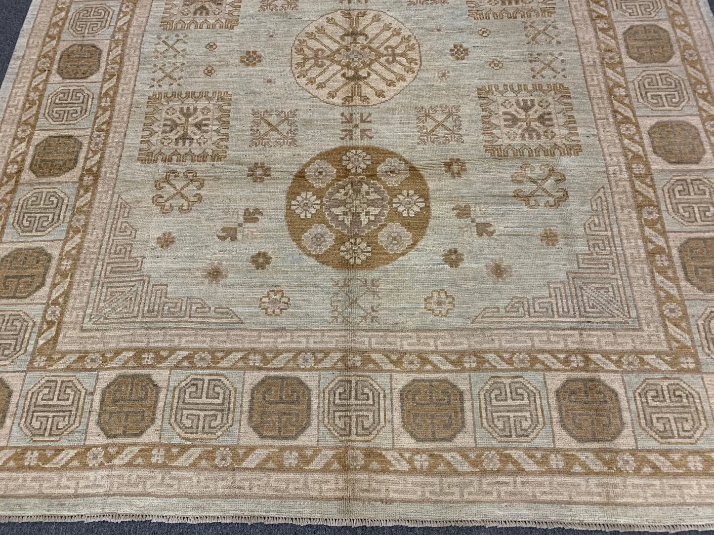 Beige/Soft Green 8X10 Oushak Handmade Wool Rug # 11200