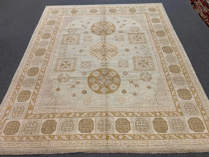 Beige/Soft Green 8X10 Oushak Handmade Wool Rug # 11200