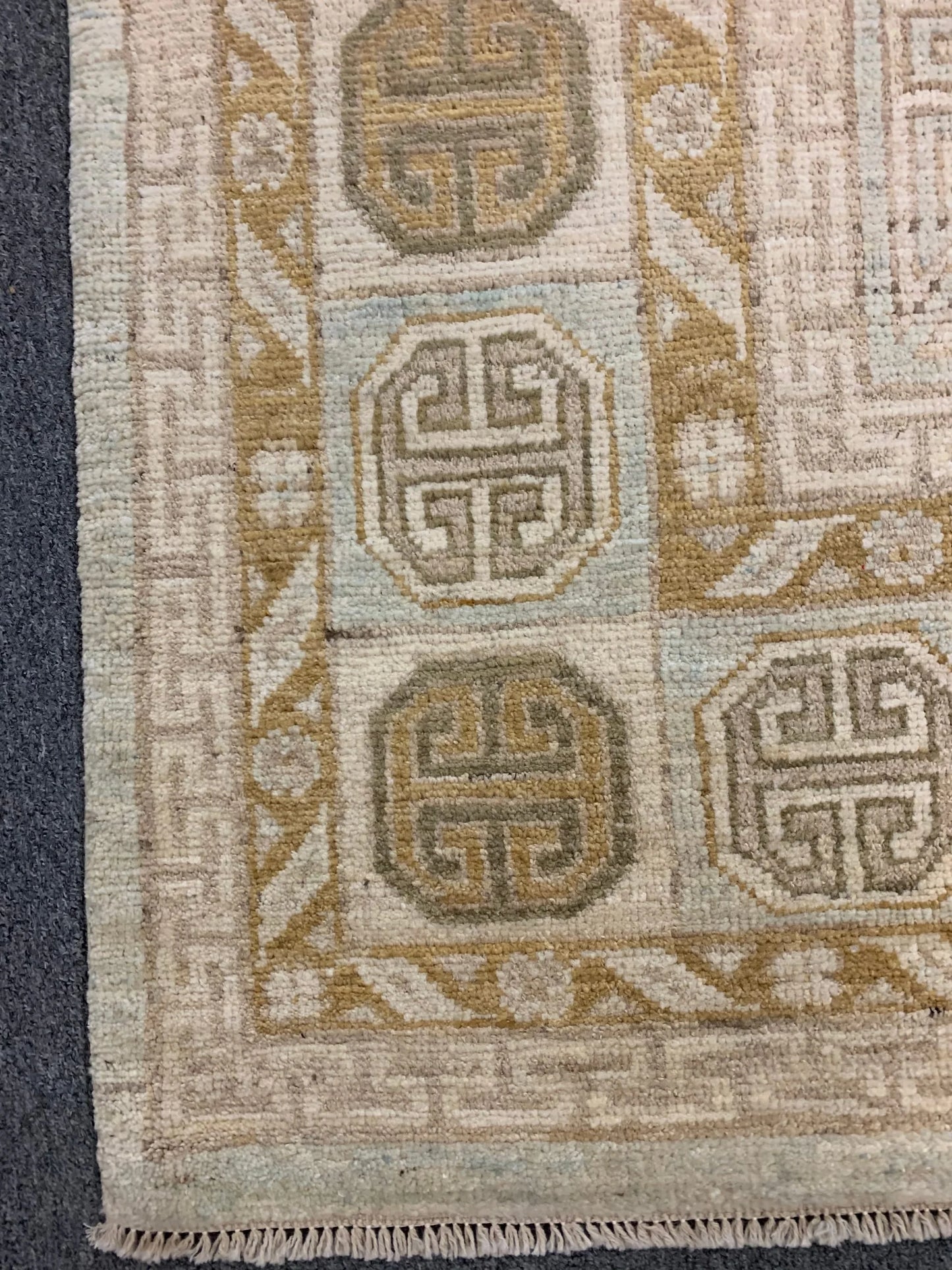 Beige/Soft Green 8X10 Oushak Handmade Wool Rug # 11200