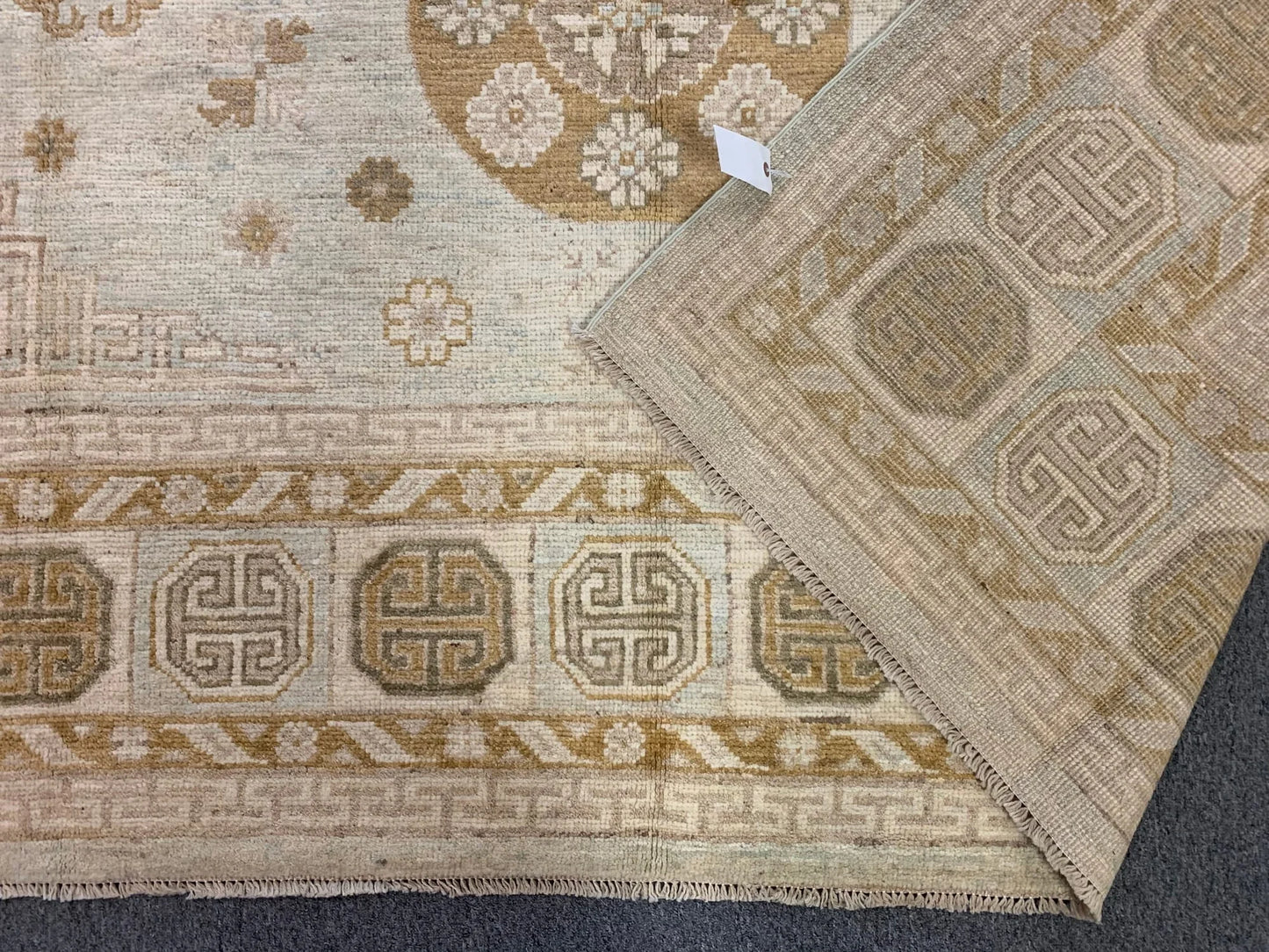 Beige/Soft Green 8X10 Oushak Handmade Wool Rug # 11200