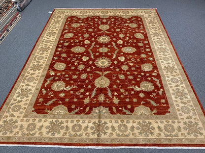 Rest/Ivory Oushak 9X12 Handmade Wool Rug # 7918