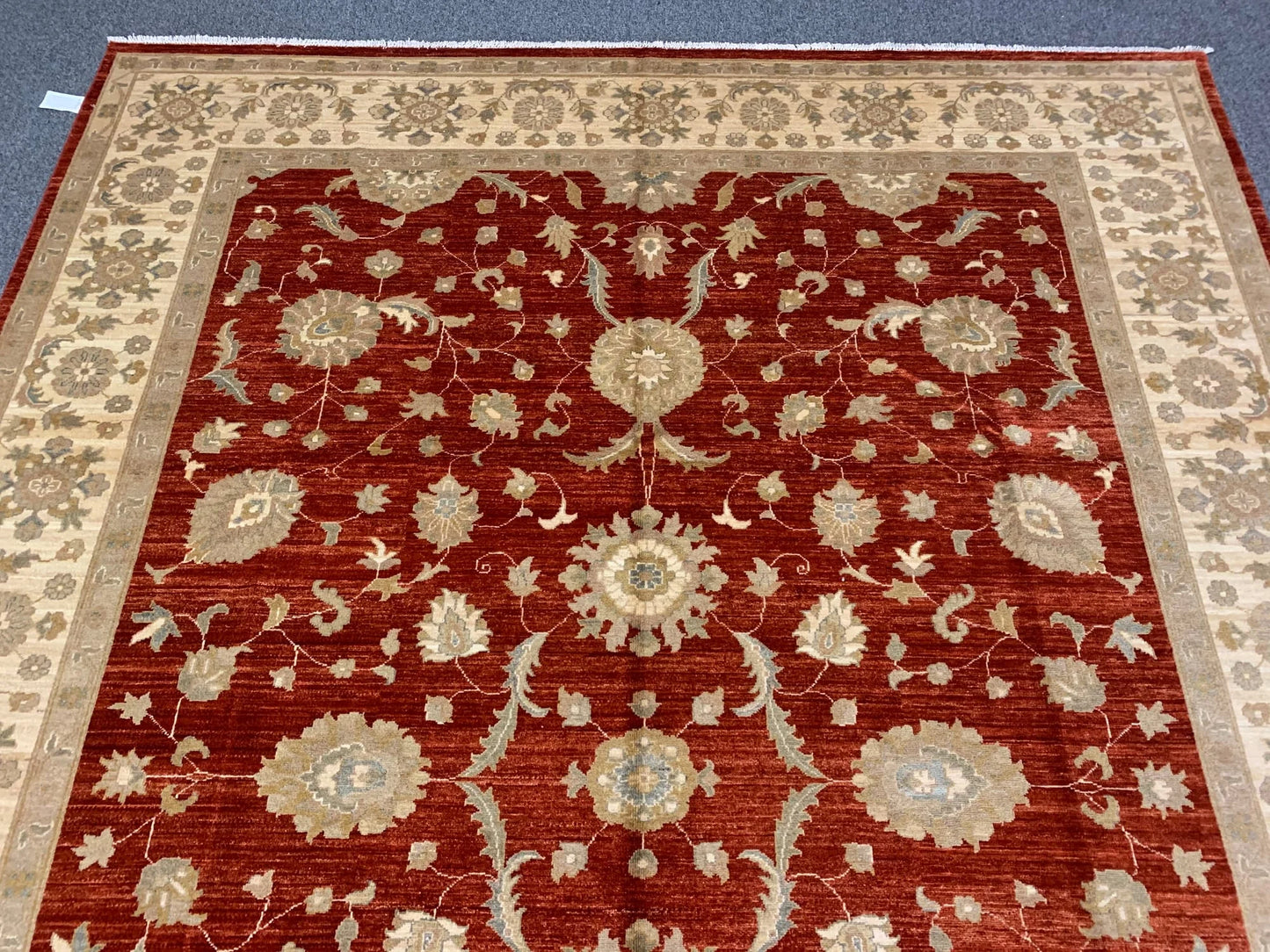 Rest/Ivory Oushak 9X12 Handmade Wool Rug # 7918