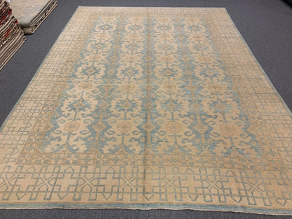 Light Blue Oushak 10X14 Handmade Wool Rug # 10883