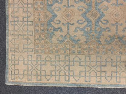 Light Blue Oushak 10X14 Handmade Wool Rug # 10883