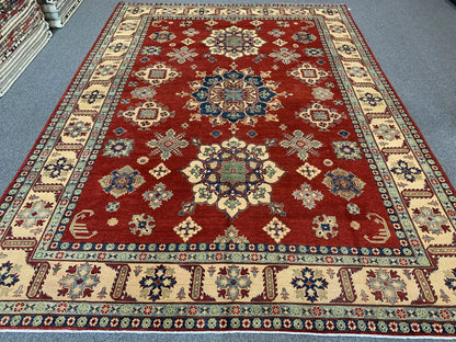 Red/Blue Kazak 10X14 Handmade Wool Rug # 10370