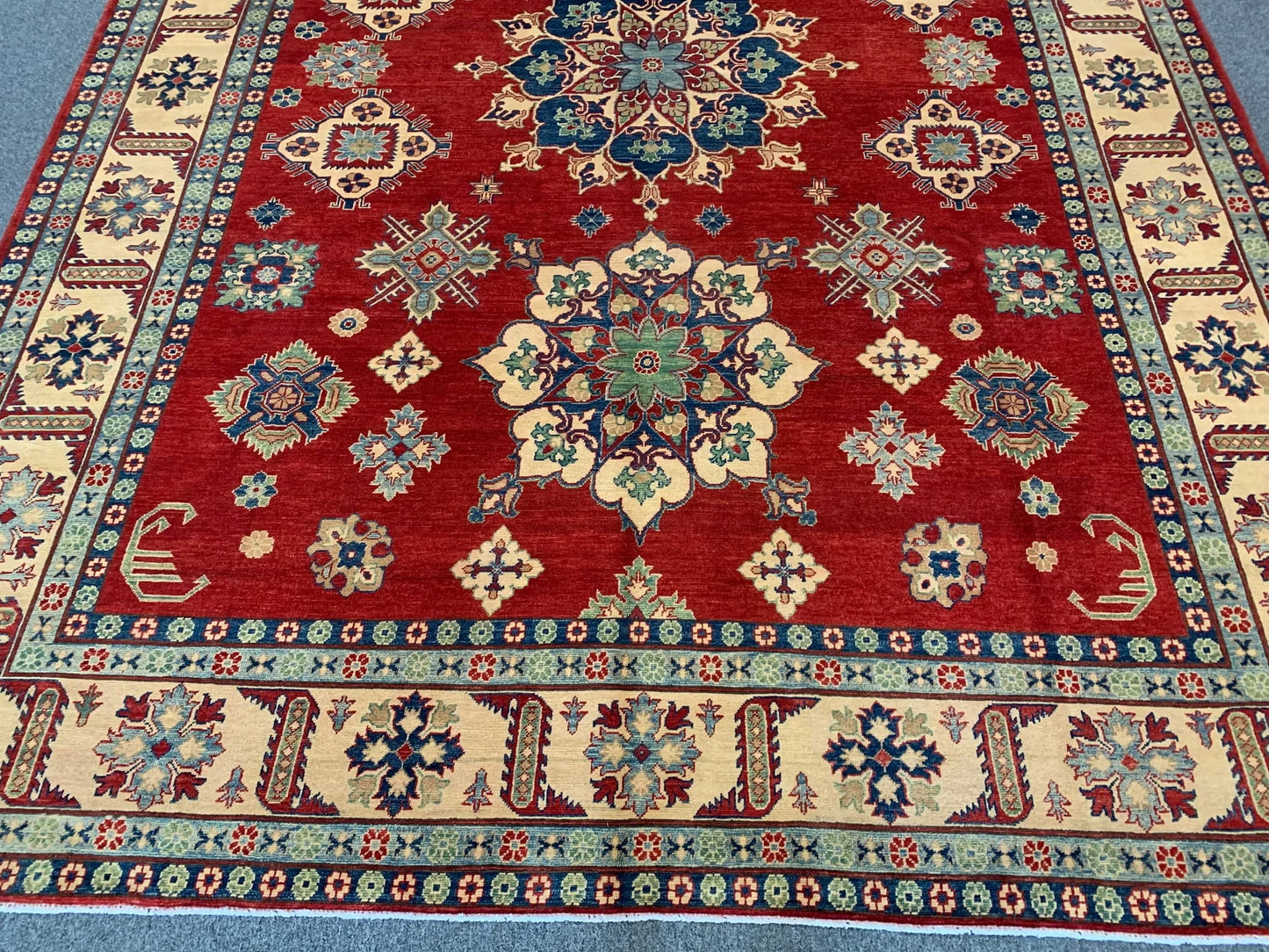 Red/Blue Kazak 10X14 Handmade Wool Rug # 10370