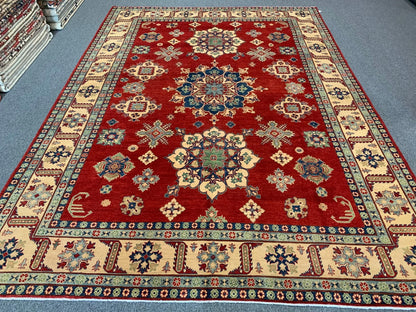 Red/Blue Kazak 10X14 Handmade Wool Rug # 10370