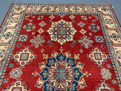 Red/Blue Kazak 10X14 Handmade Wool Rug # 10370