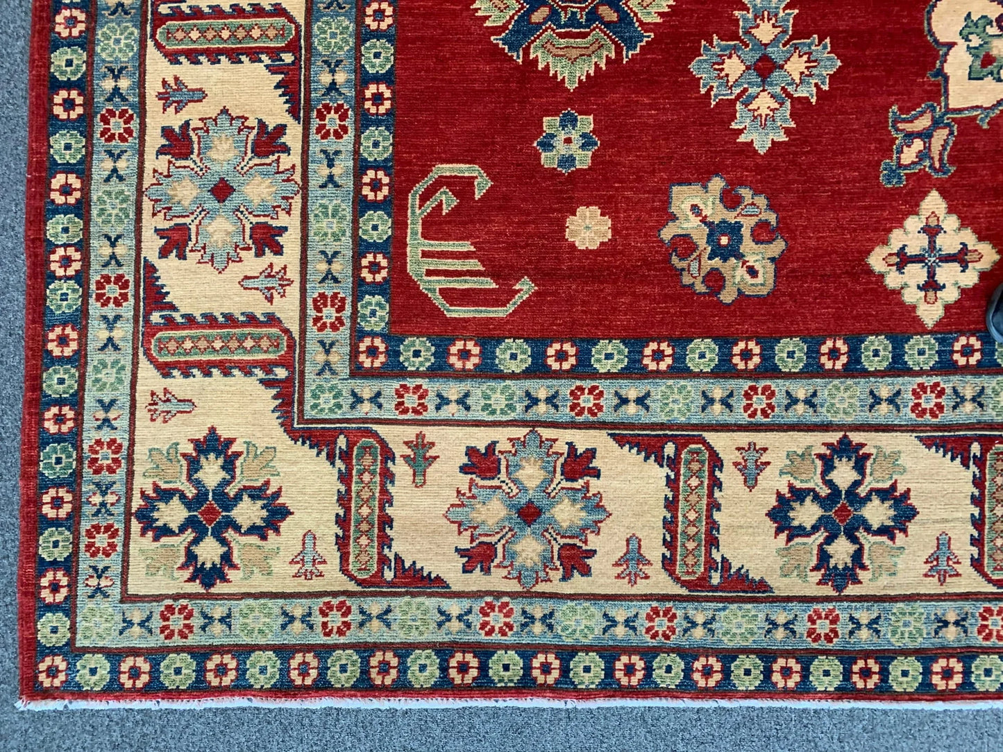 Red/Blue Kazak 10X14 Handmade Wool Rug # 10370