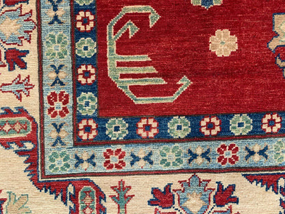 Red/Blue Kazak 10X14 Handmade Wool Rug # 10370