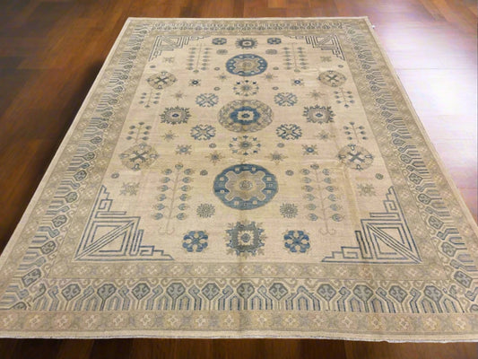 Ivory/Gold Oushak 9X12 Handmade Wool Rug # 11164