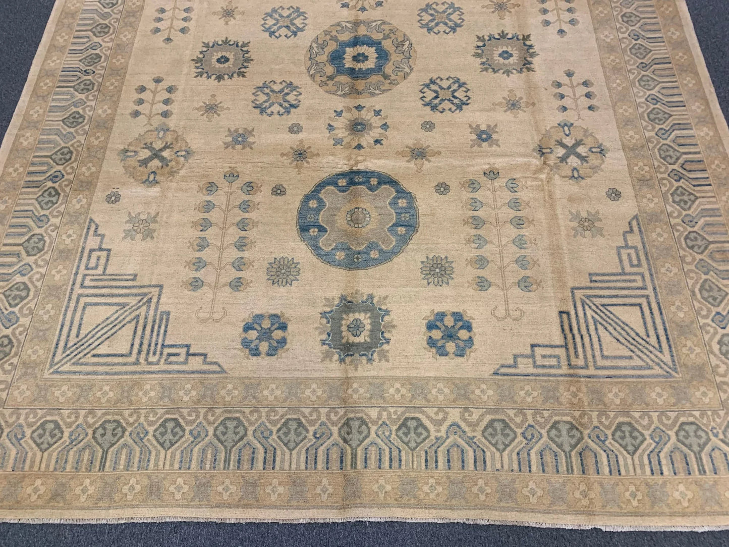 Ivory/Gold Oushak 9X12 Handmade Wool Rug # 11164