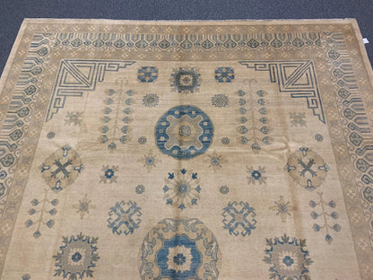 Ivory/Gold Oushak 9X12 Handmade Wool Rug # 11164