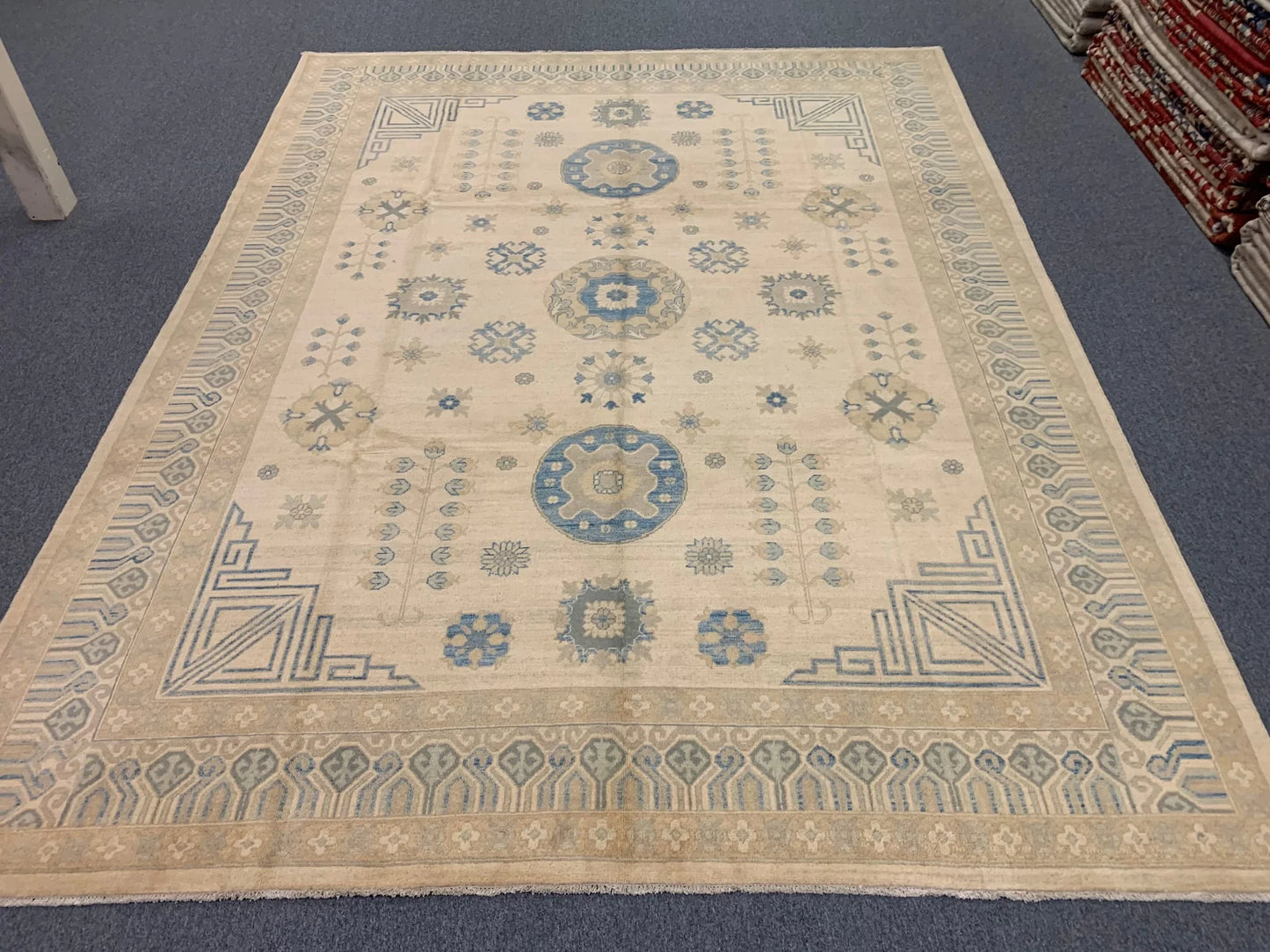 Ivory/Gold Oushak 9X12 Handmade Wool Rug # 11164