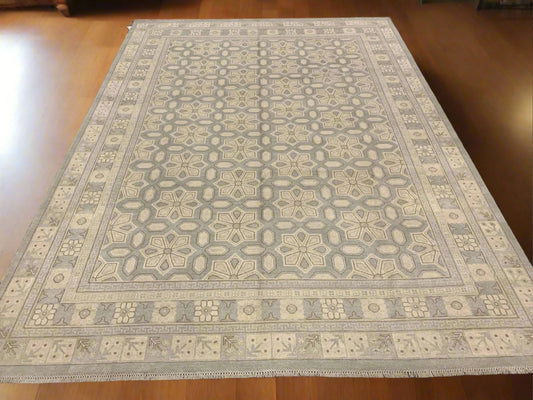 Soft Light Blue Oushak 9X12 Handmade Wool Rug # 11584