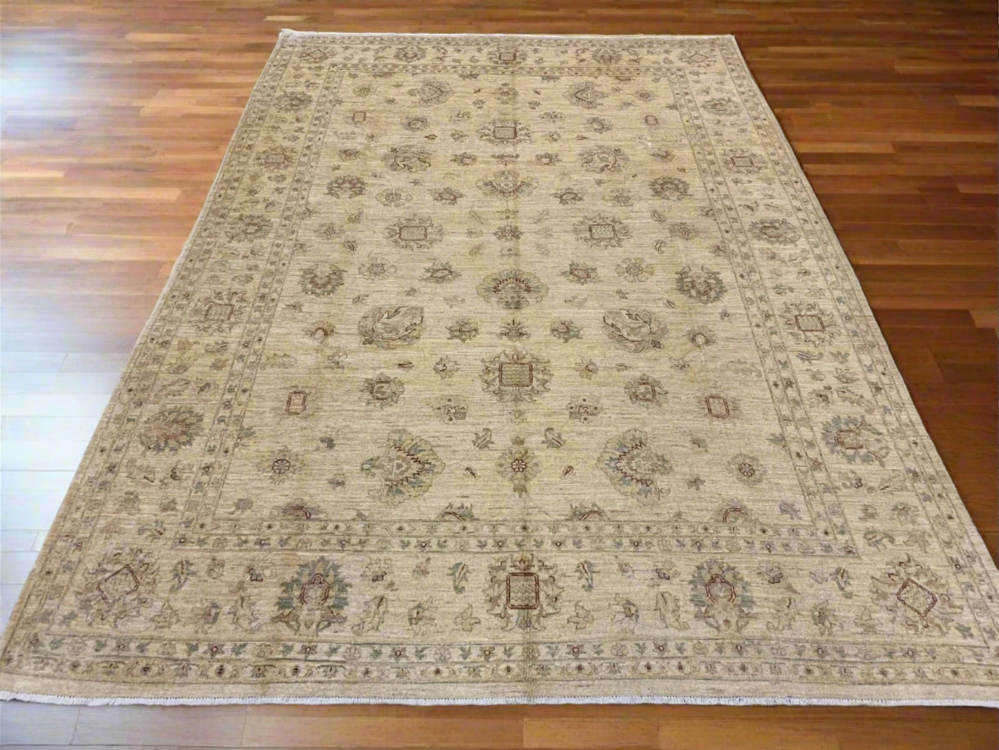 Ivory Ziegler 8X12 Handmade Wool Rug # 8887