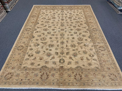 Ivory/Gold Oushak 8X11 Ziegler Handmade Wool Rug # 7960