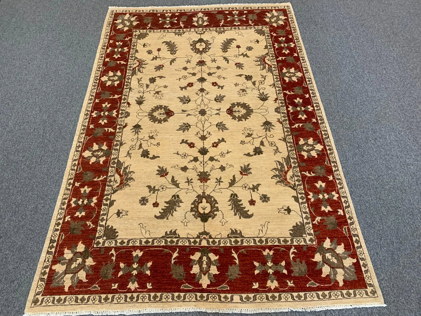 Ivory/Rest Oushak 6X8 Handmade Wool Rug # 8710