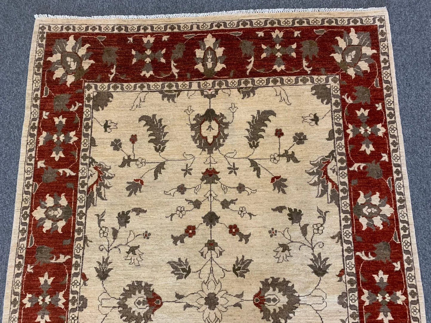 Ivory/Rest Oushak 6X8 Handmade Wool Rug # 8710