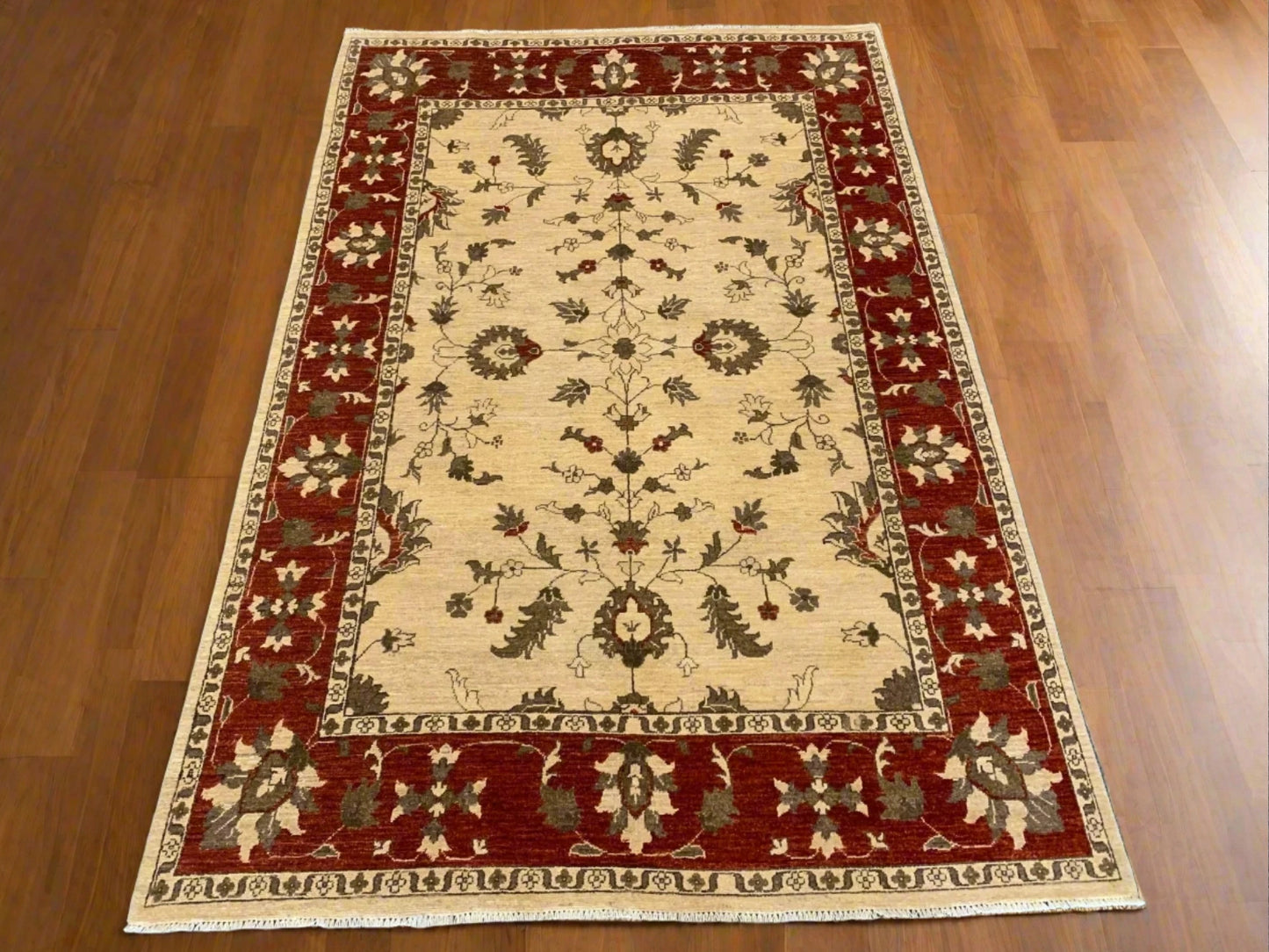 Ivory/Rest Oushak 6X8 Handmade Wool Rug # 8710