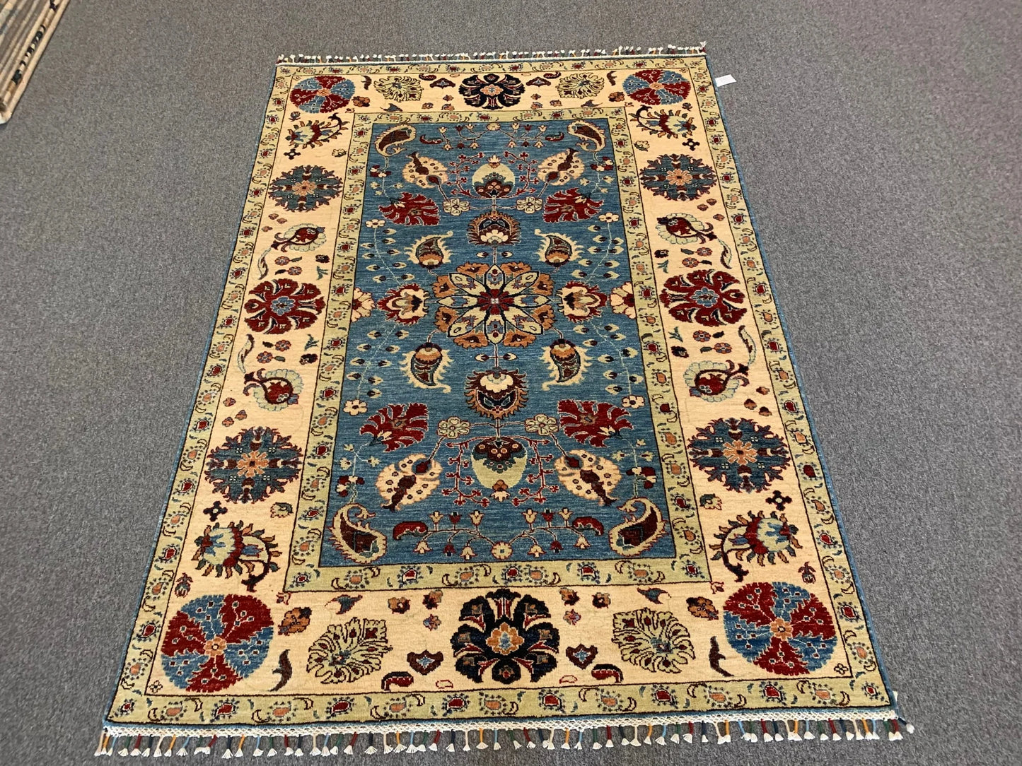 Light Blue Floral Mahal 6X8 Handmade Wool Rug # 11604