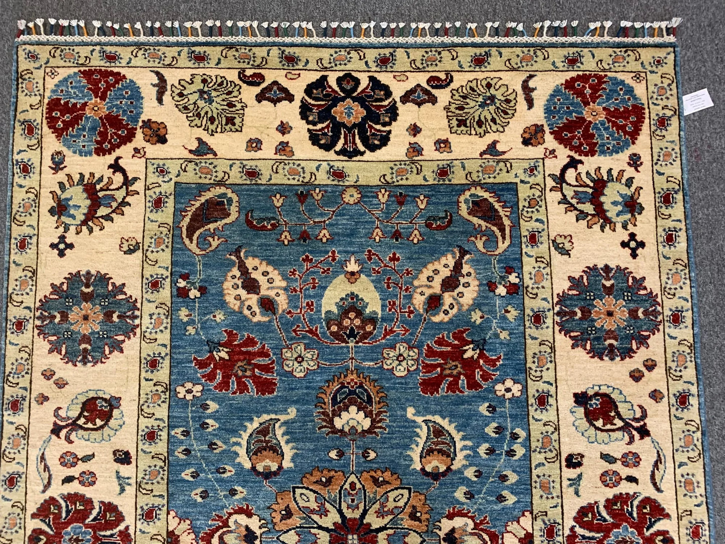 Light Blue Floral Mahal 6X8 Handmade Wool Rug # 11604