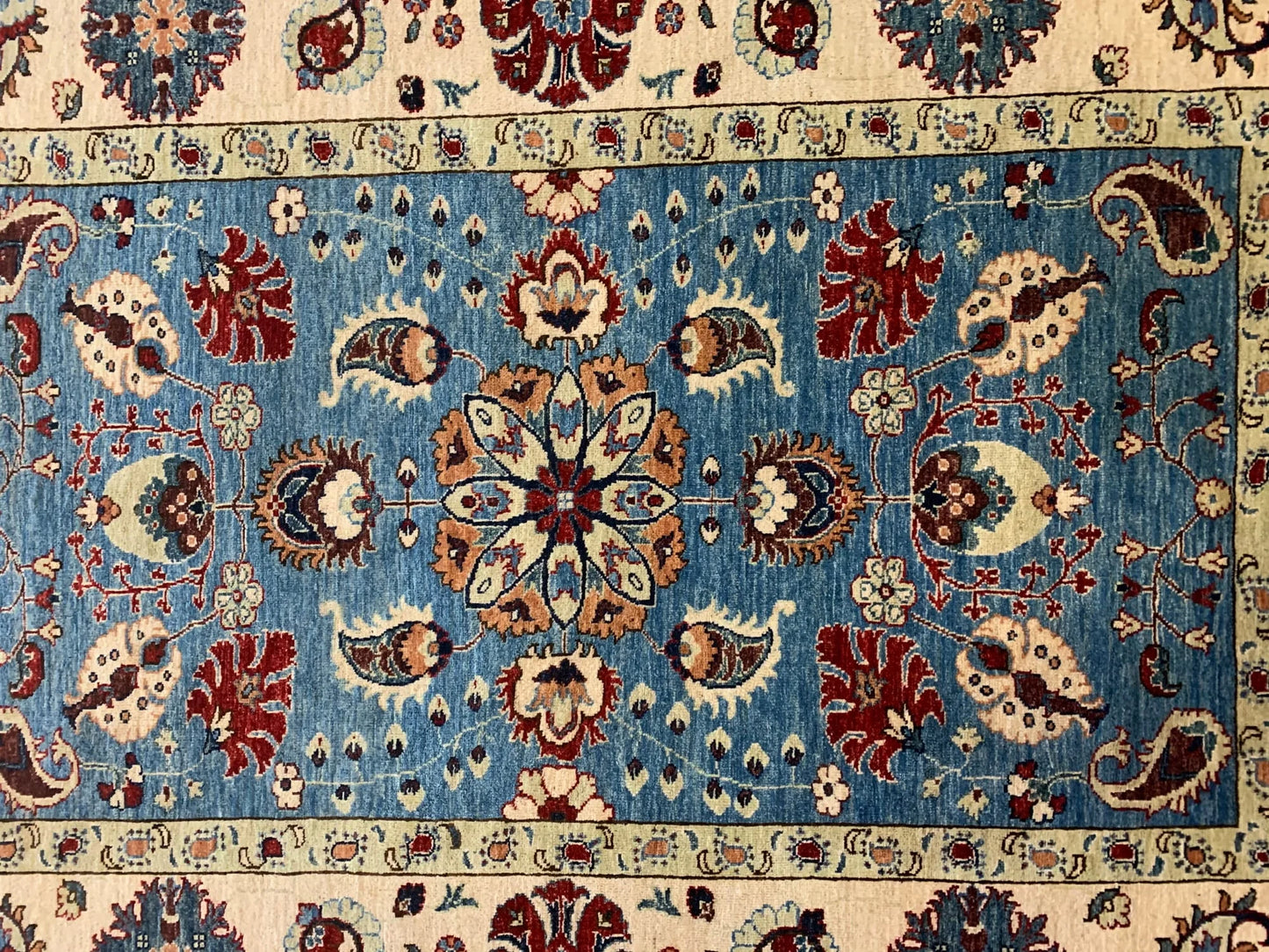 Light Blue Floral Mahal 6X8 Handmade Wool Rug # 11604