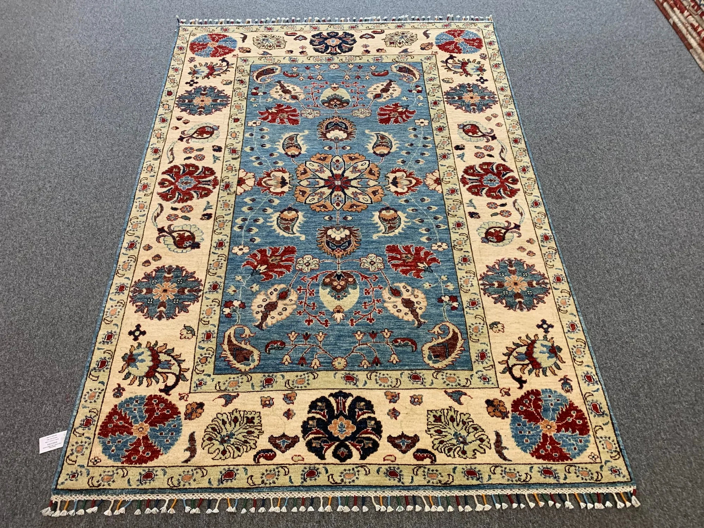 Light Blue Floral Mahal 6X8 Handmade Wool Rug # 11604