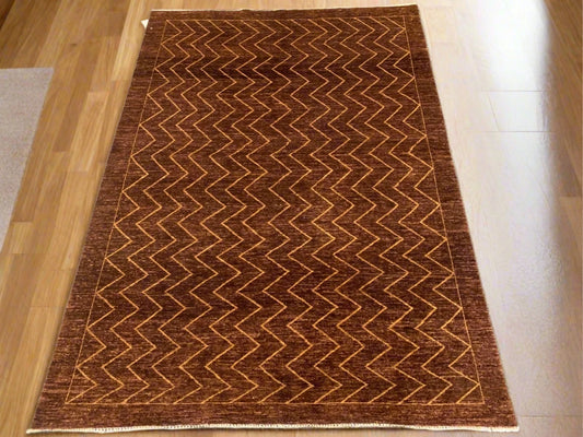 6X8 Modern Natural Wool Color Handmade Rug # 8996