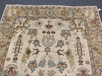 8X10 Oushak Beige/Green Handmade Wool Rug # 7176