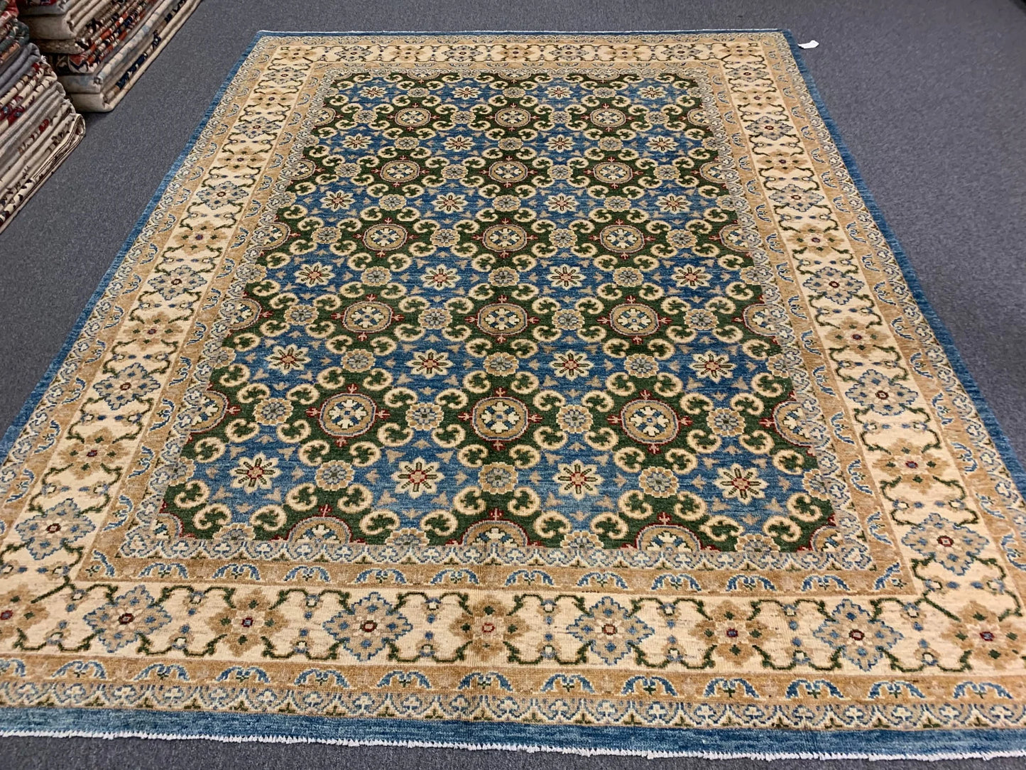 Oushak Light Blue/Beige 9X12 Handmade Wool Rug # 11204