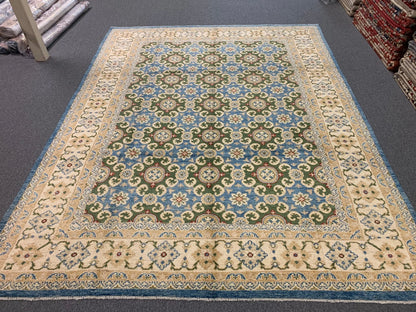 Oushak Light Blue/Beige 9X12 Handmade Wool Rug # 11204