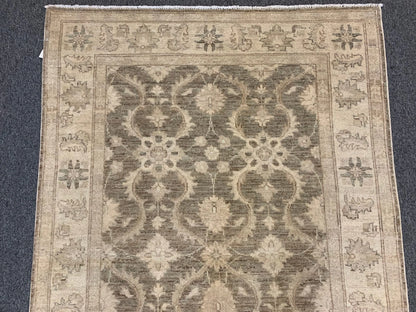 4X6 Oushak Soft Brown Handmade Wool Rug # 9700