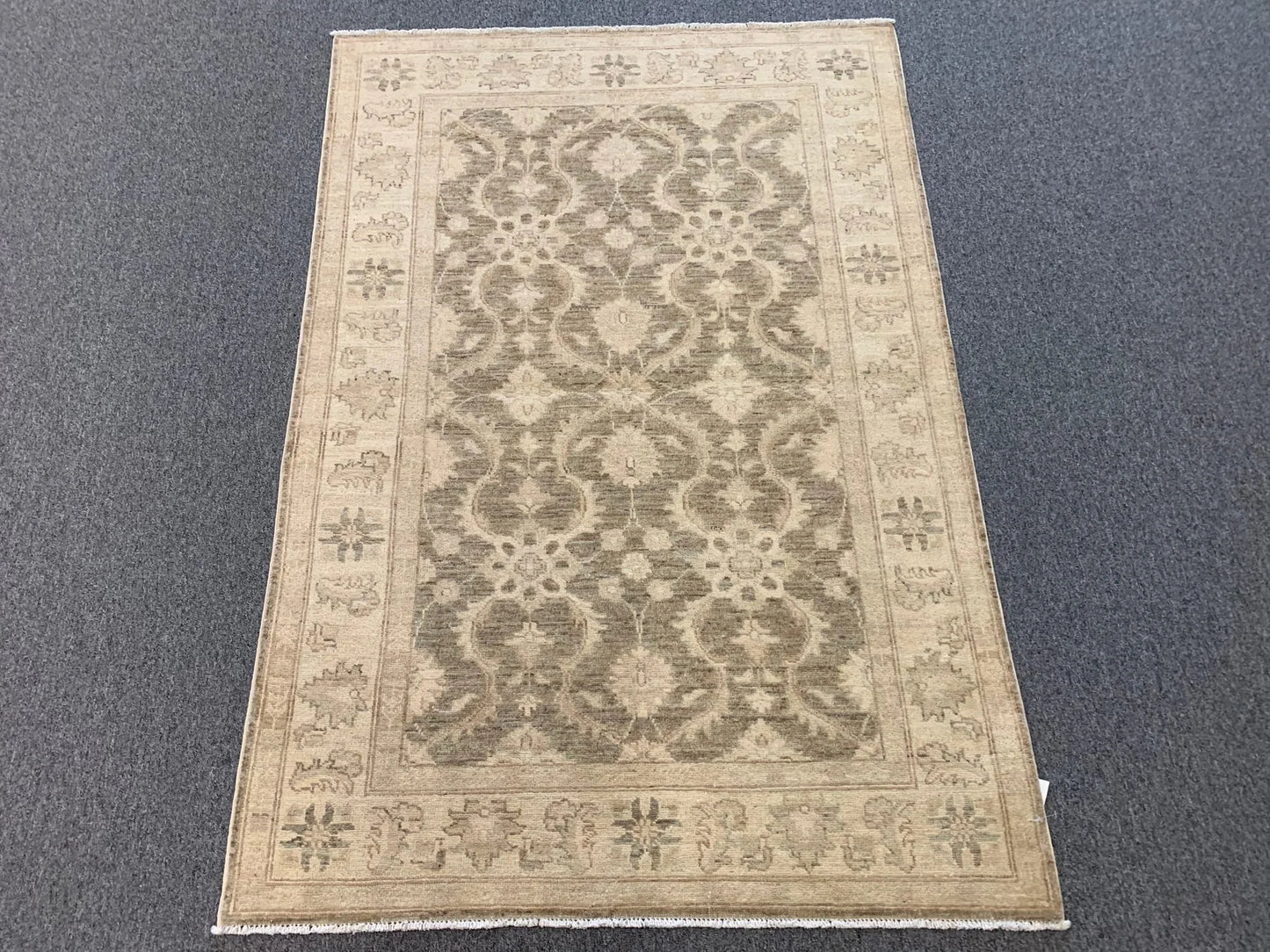 4X6 Oushak Soft Brown Handmade Wool Rug # 9700