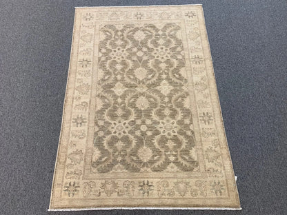 4X6 Oushak Soft Brown Handmade Wool Rug # 9700