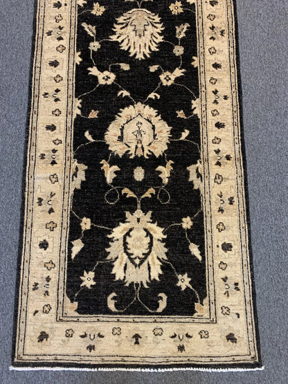 Oushak Black 2' 7"X10' Handmade Wool Runner Rug # 10289