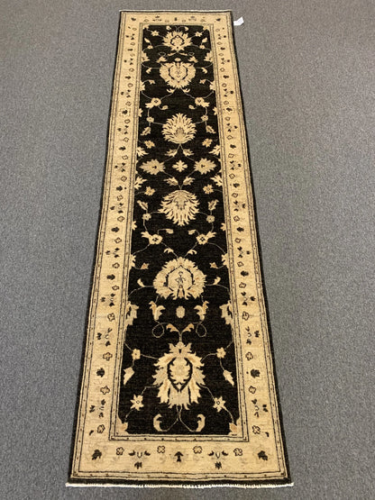 Oushak Black 2' 7"X10' Handmade Wool Runner Rug # 10289