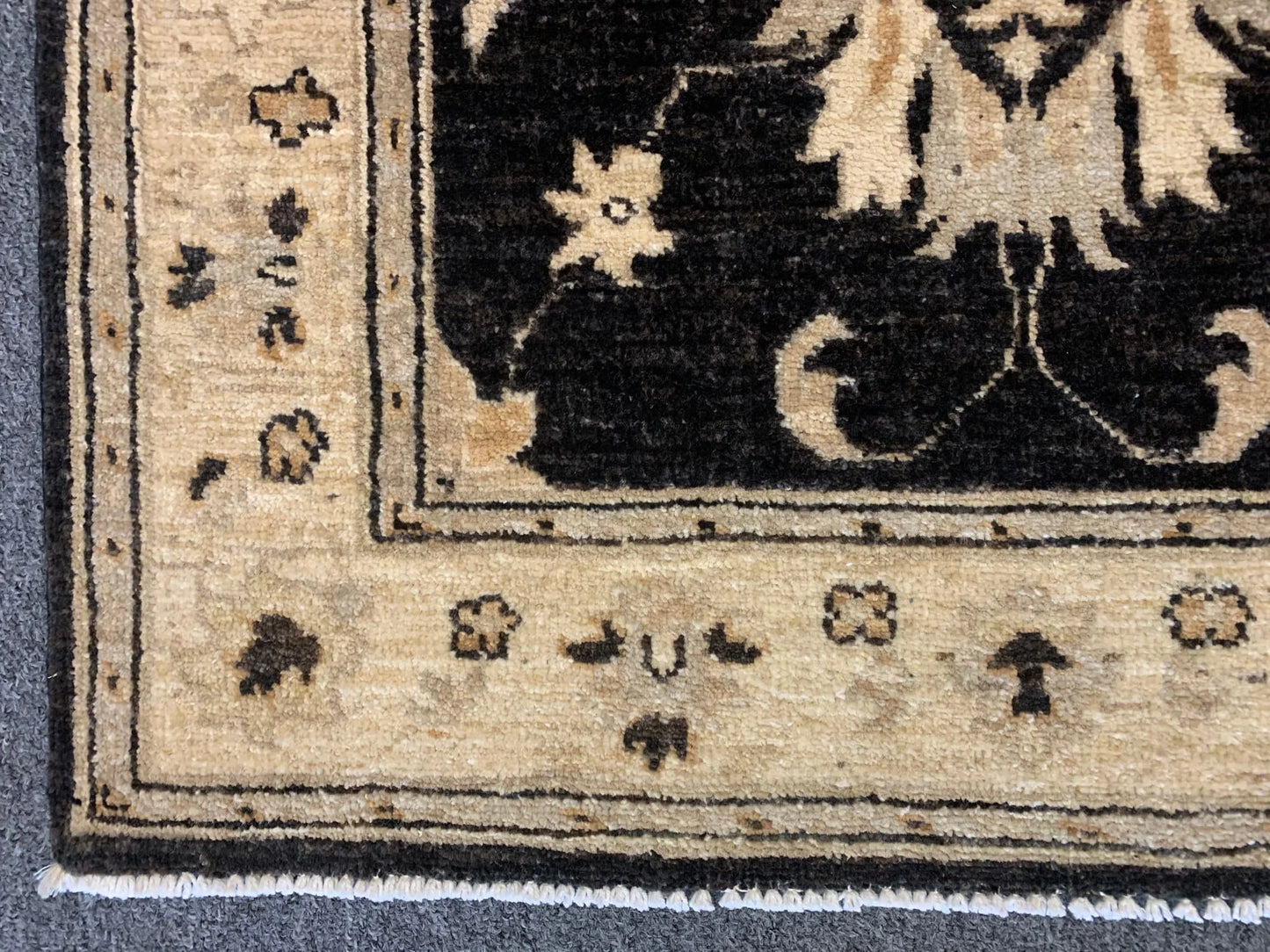 Oushak Black 2' 7"X10' Handmade Wool Runner Rug # 10289