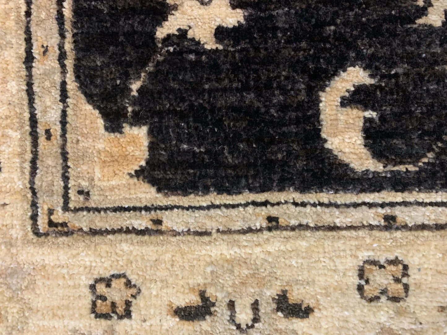 Oushak Black 2' 7"X10' Handmade Wool Runner Rug # 10289