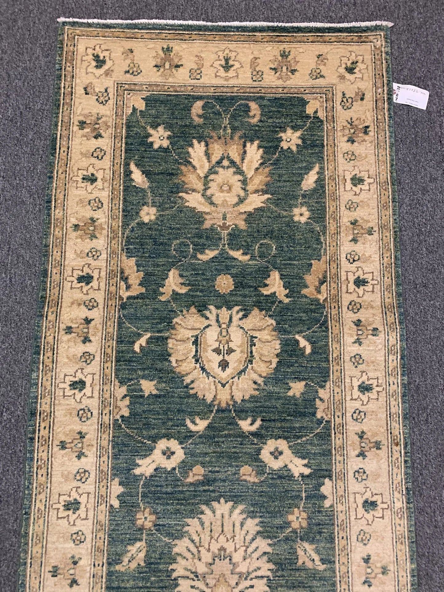 Oushak Green 2' 7"X10' Handmade Wool Runner Rug # 10614