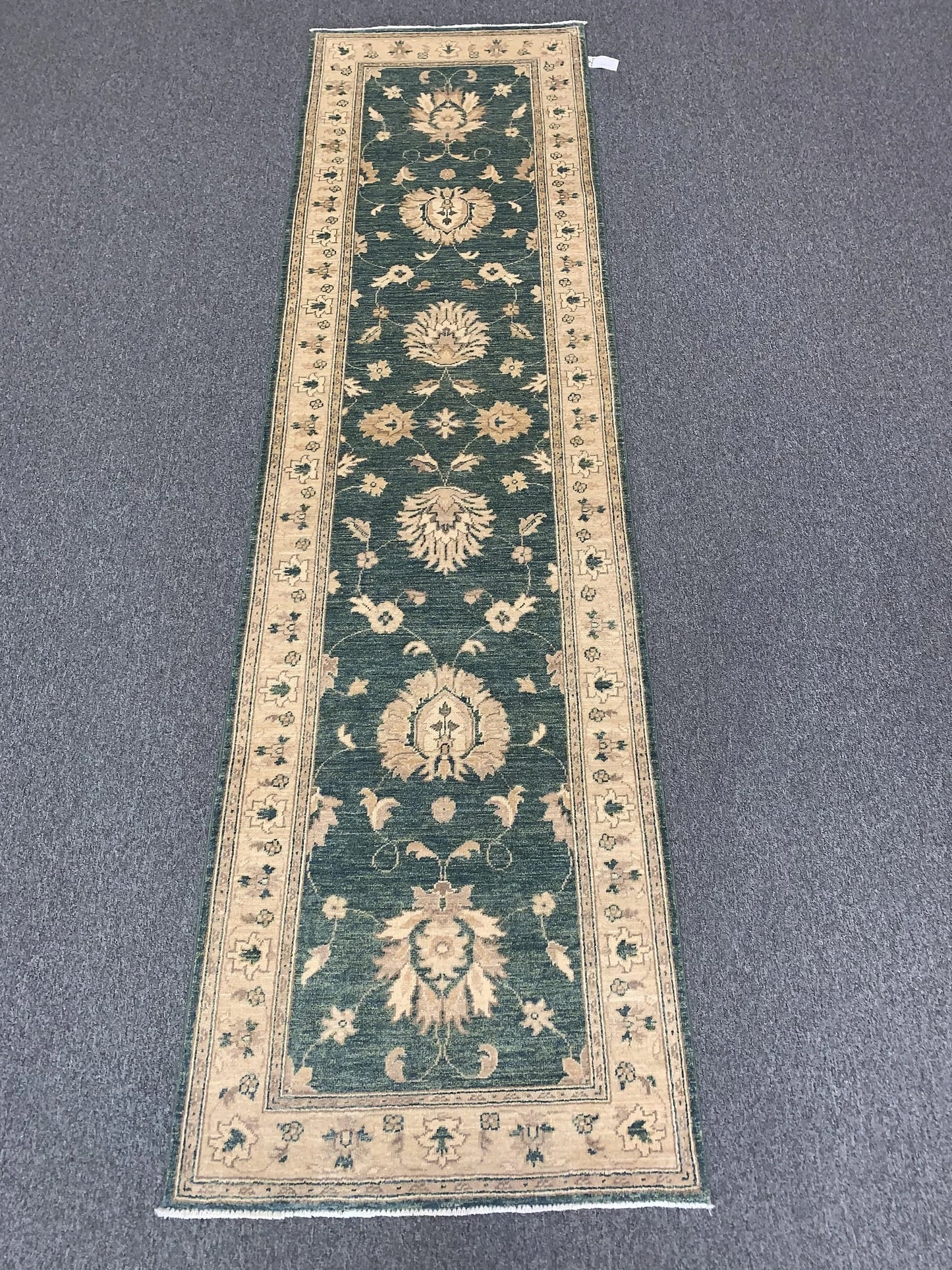 Oushak Green 2' 7"X10' Handmade Wool Runner Rug # 10614