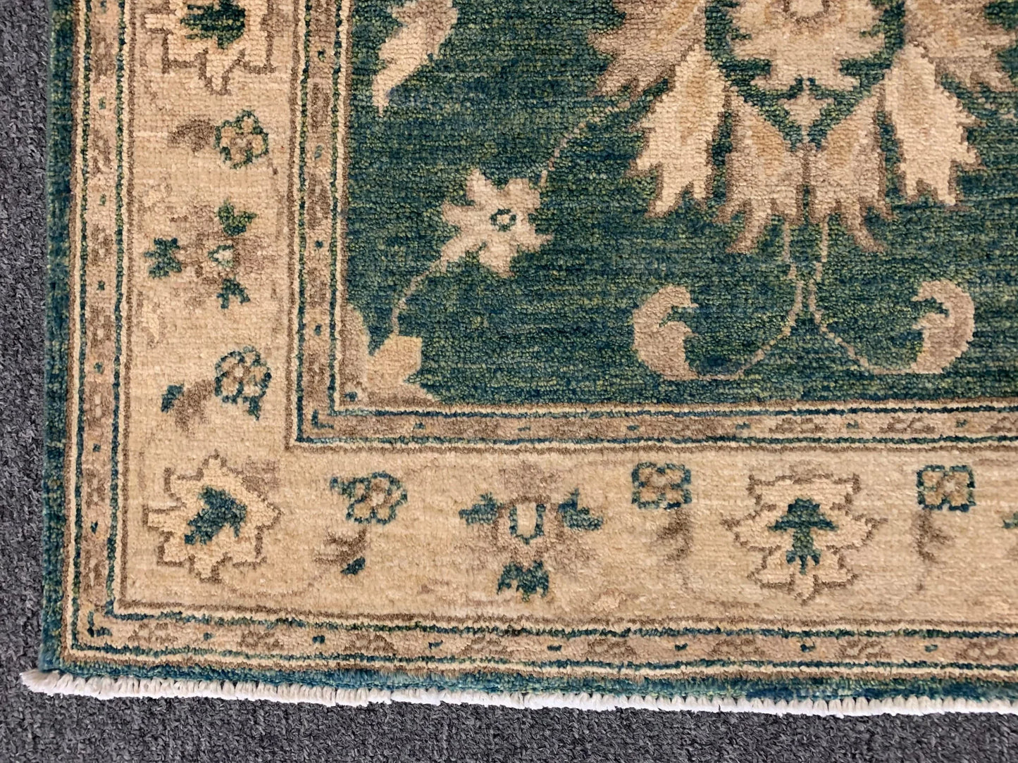 Oushak Green 2' 7"X10' Handmade Wool Runner Rug # 10614