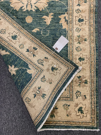 Oushak Green 2' 7"X10' Handmade Wool Runner Rug # 10614