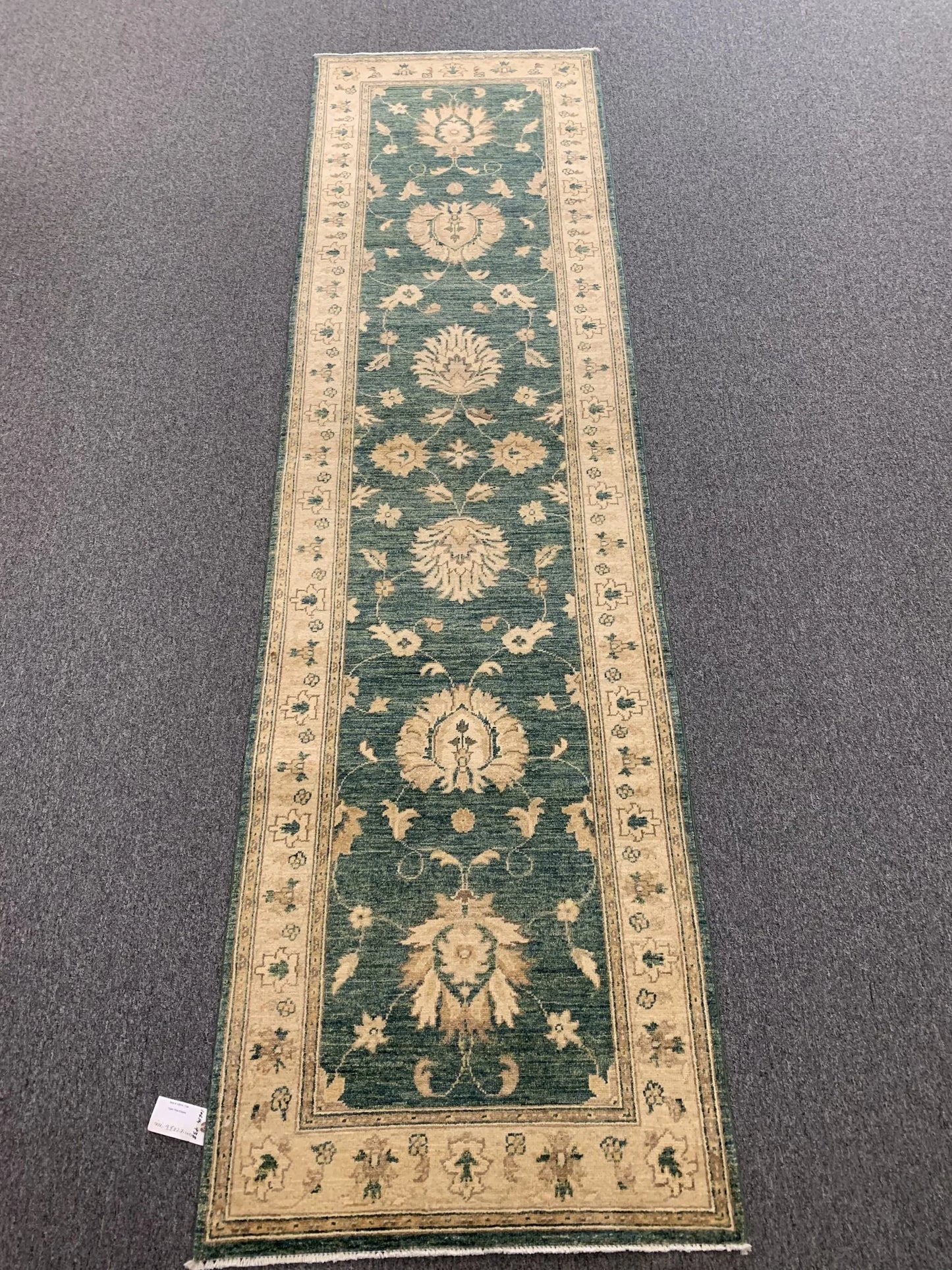 Oushak Green 2' 7"X10' Handmade Wool Runner Rug # 10614