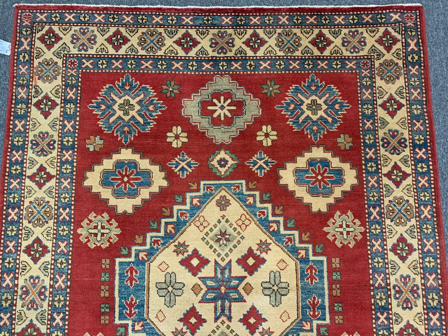 Kazak Rest Blue Multicolor 5X7 Handmade Wool Rug # 10392