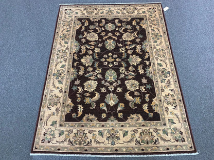 Oushak Brown 5X7 Handmade Wool Rug # 8744